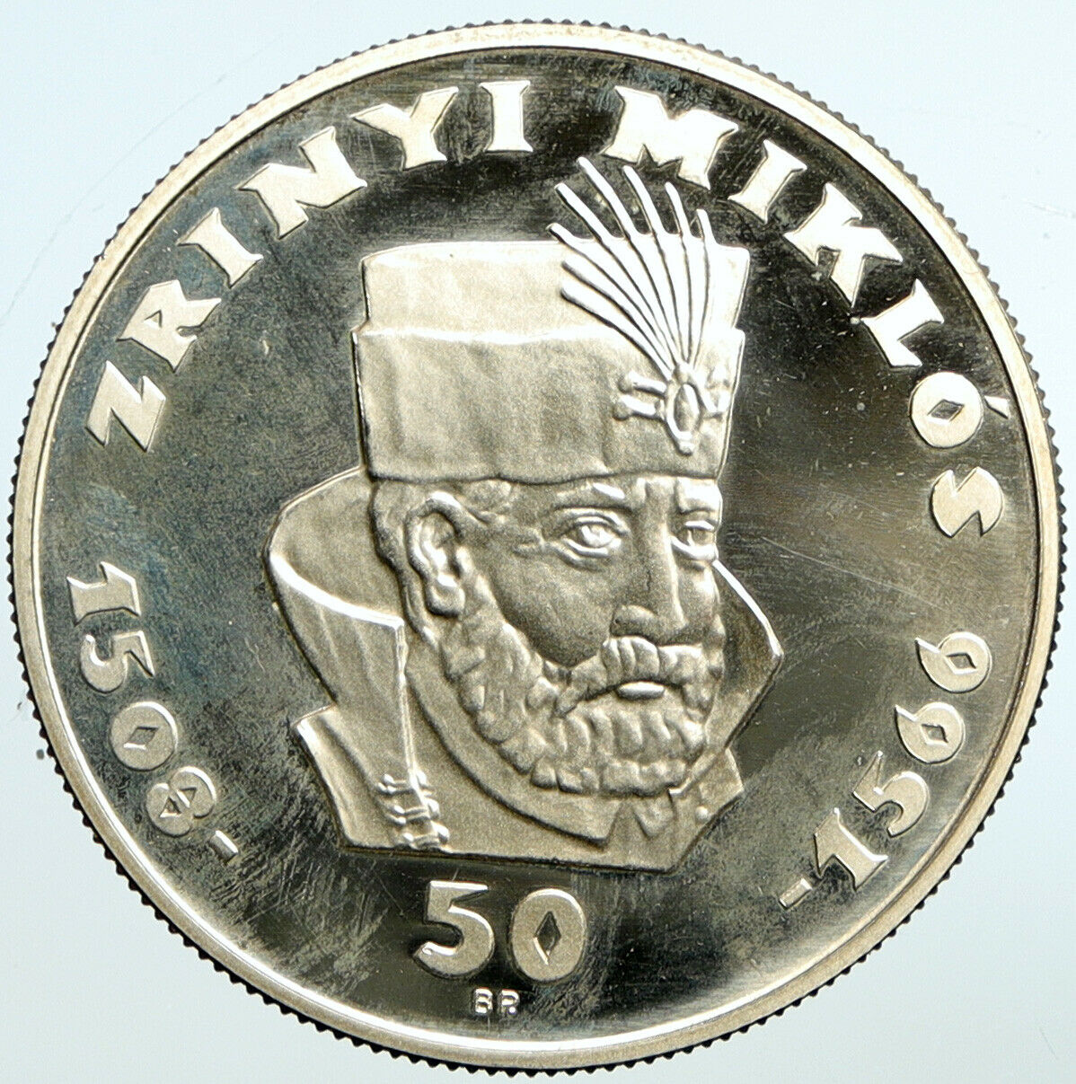 1966 HUNGARY Zrinyi Miklos VINTAGE Hungarian Proof Silver 50 Forint Coin i101368