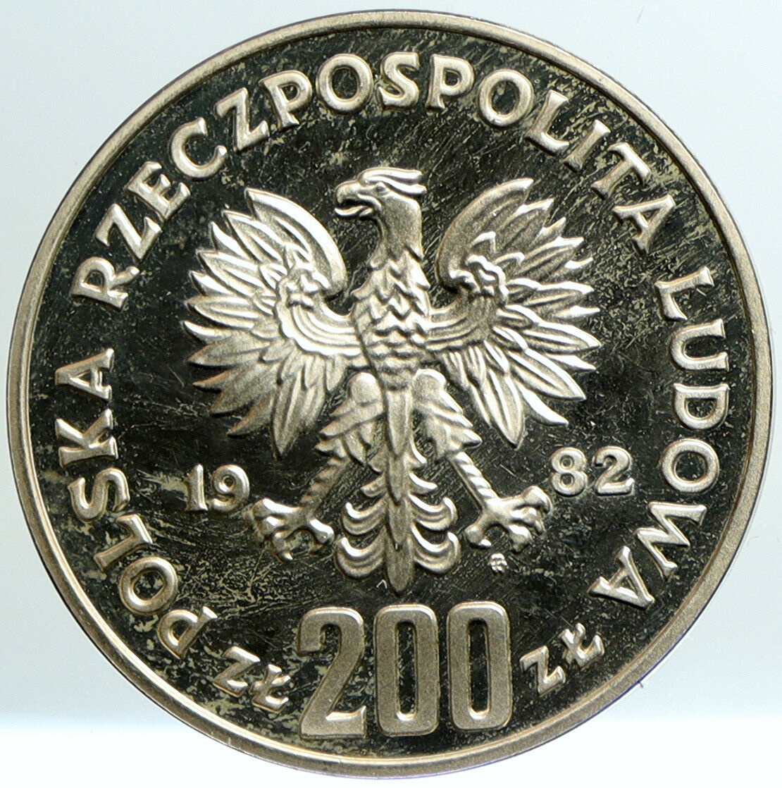 1982 POLAND Proof Silver 200 Zlotych Coin i101326