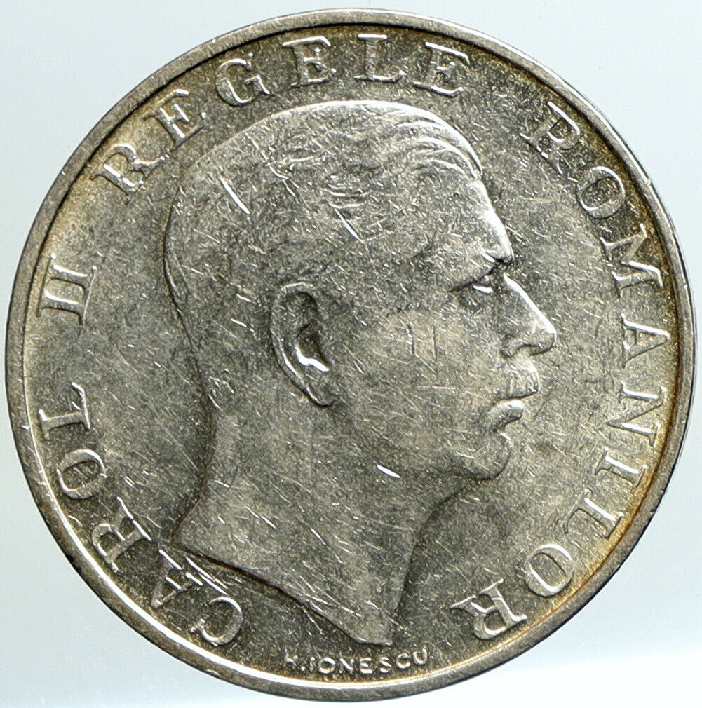 1940 ROMANIA King Carol II Shield VINTAGE Silver 250 Lei Romanian Coin i101331