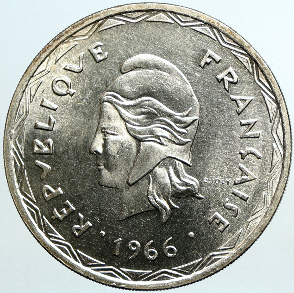 1966 New Hebrides Colony of France 100 Francs Silver BIG Totem Pole Coin i101318