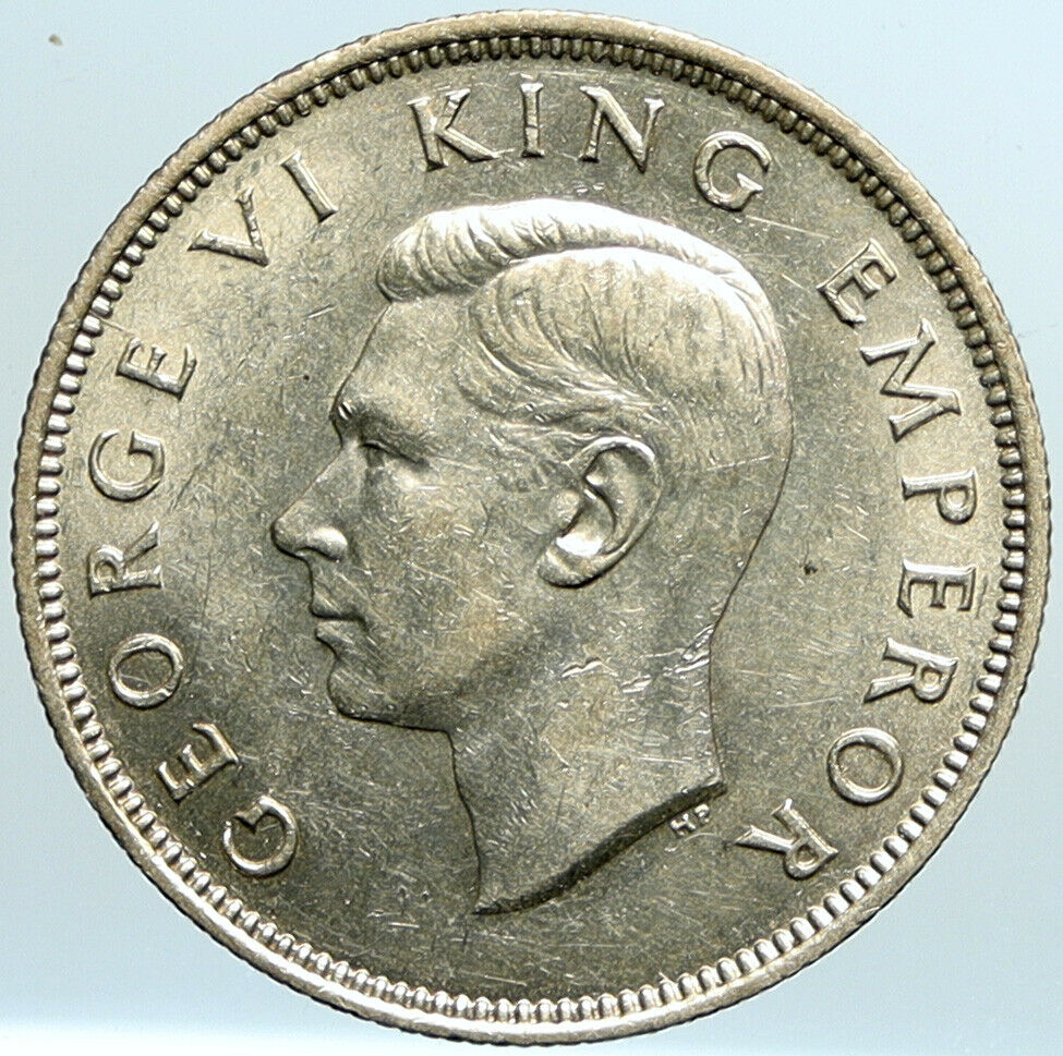 1941 NEW ZEALAND under UK King George VI Silver Florin Coin w KIWI BIRD i101124