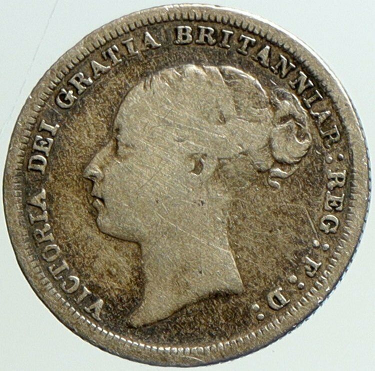 1886 UK Great Britain United Kingdom QUEEN VICTORIA Sixpence Silver Coin i101178