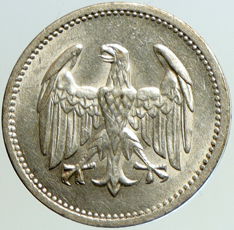 1924 A GERMANY Weimar Republic EAGLE Vintage ANTIQUE Silver Mark Coin i101179