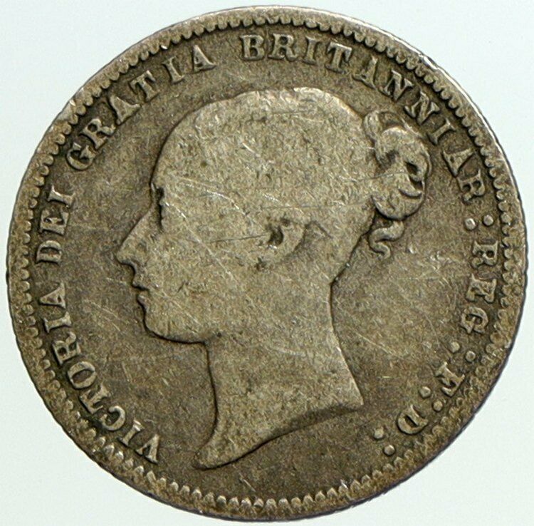 1873 UK Great Britain United Kingdom QUEEN VICTORIA Sixpence Silver Coin i101183