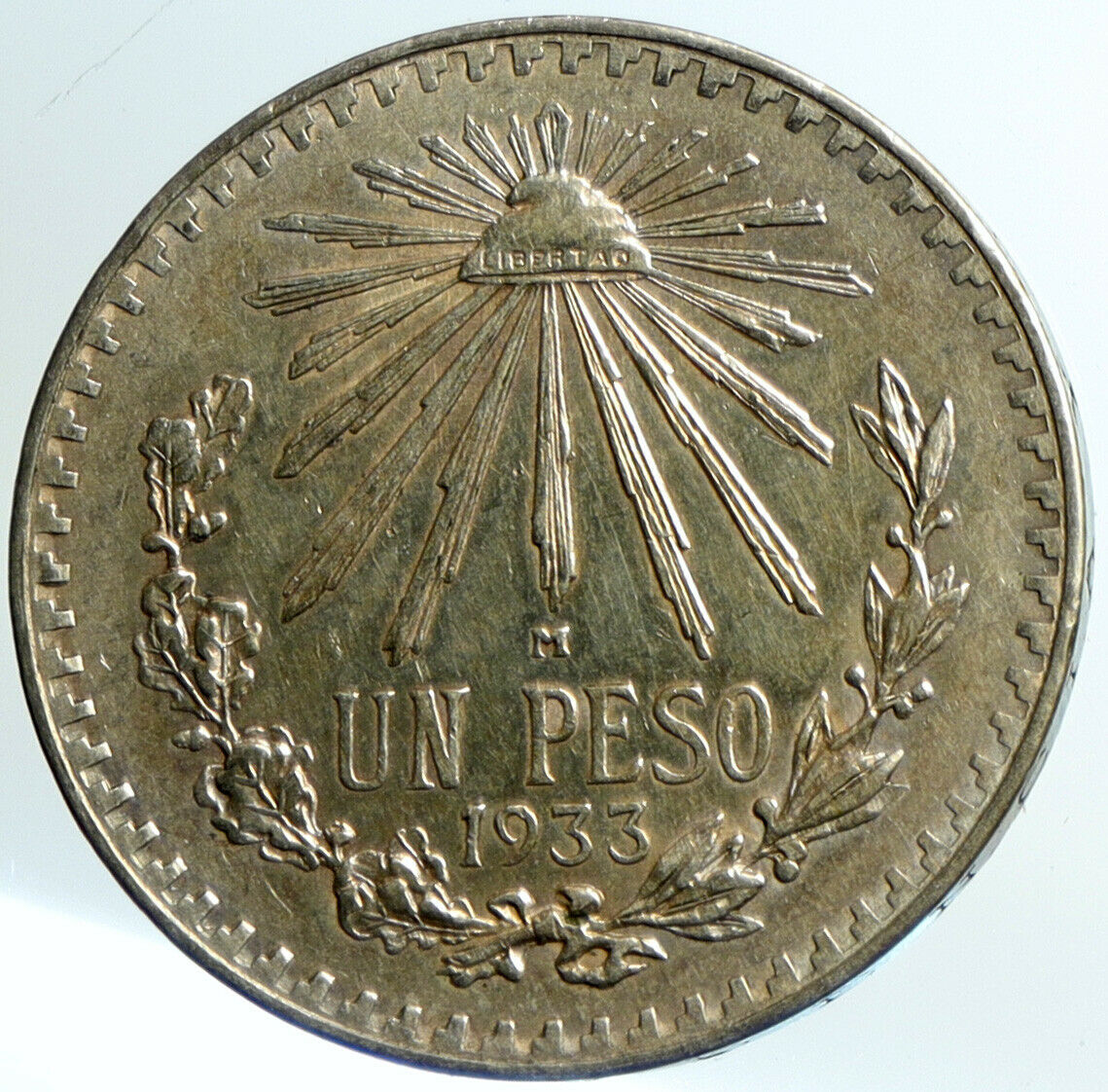 1933 Mo MEXICO Large Eagle Liberty Cap Mexican Antique Silver Peso Coin i101461