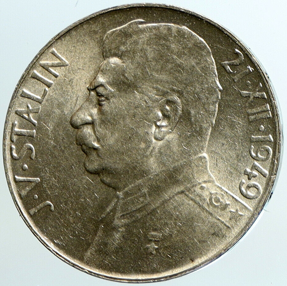 1949 CZECHOSLOVAKIA Josef Stalin Birthday VINTAGE Silver 50 Korun Coin i101463