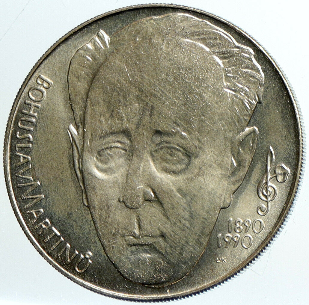 1990 CZECH REPUBLIC Czechoslovakia BOHUSLAV MARTINU Silver 100 Korn Coin i101465