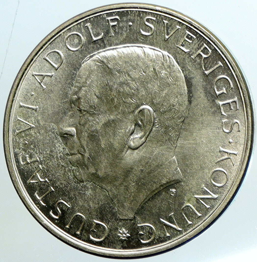 1972 Sweden KING GUSTAF VI Signature Vintage Old Silver 10 Kronor Coin i101467