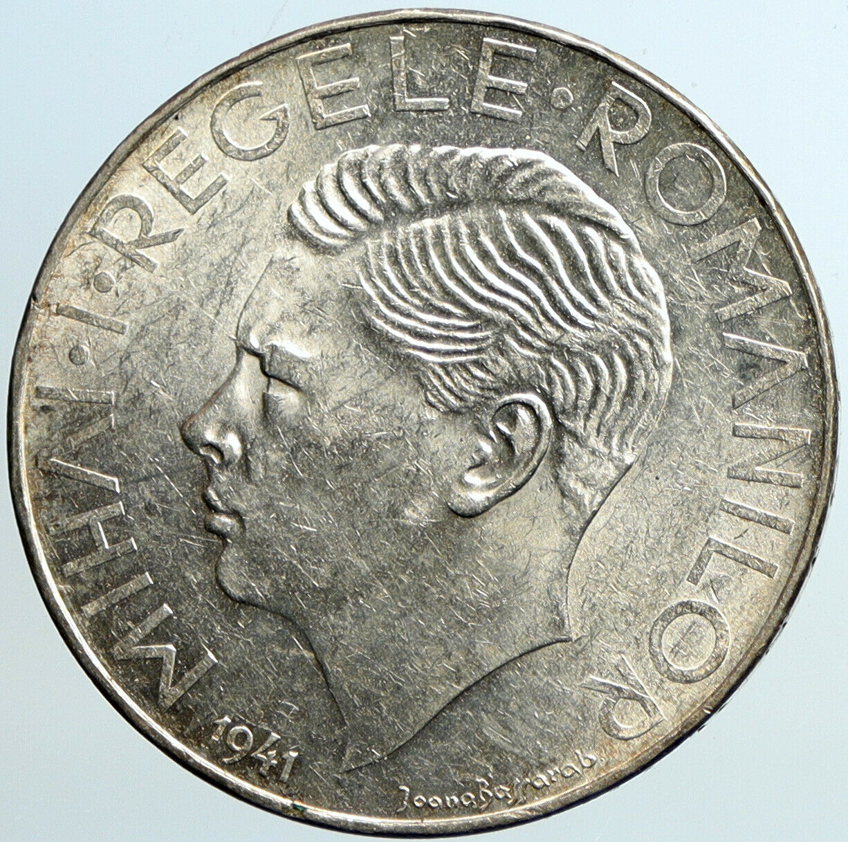 1941 ROMANIA Michael I Antique VINTAGE OLD Silver 500 LEI Romanian Coin i101307