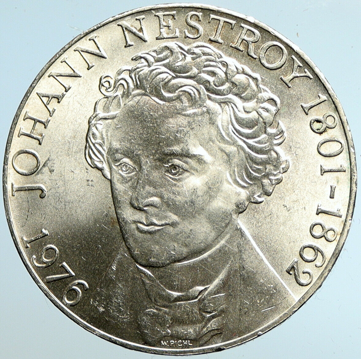 1976 AUSTRIA Musician Actor Johann Nestroy Big Silver 100 Schilling Coin i101492