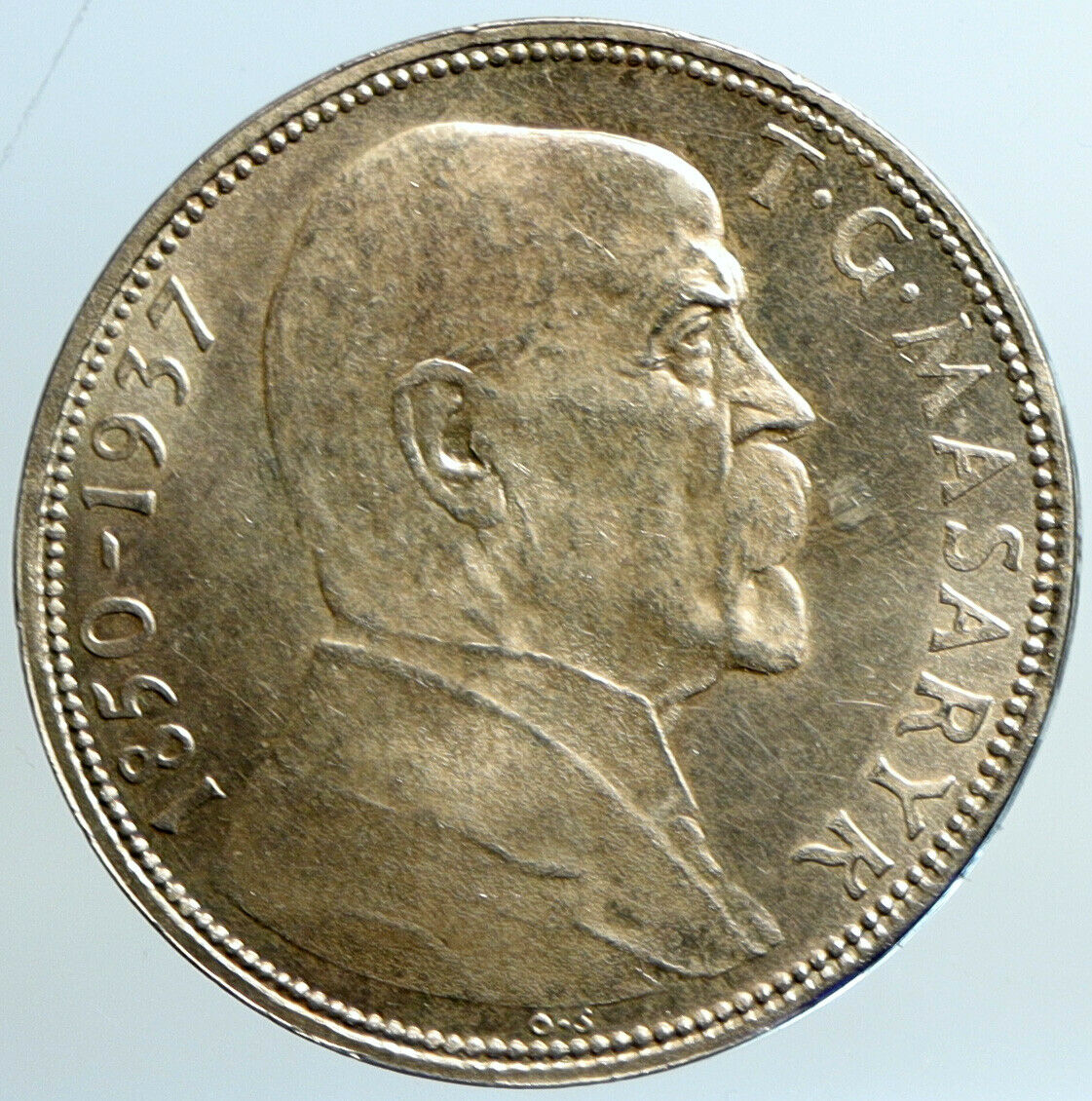 1937 CZECHOSLOVAKIA President Masaryk VINTAGE OLD Silver 20 Korun Coin i101473