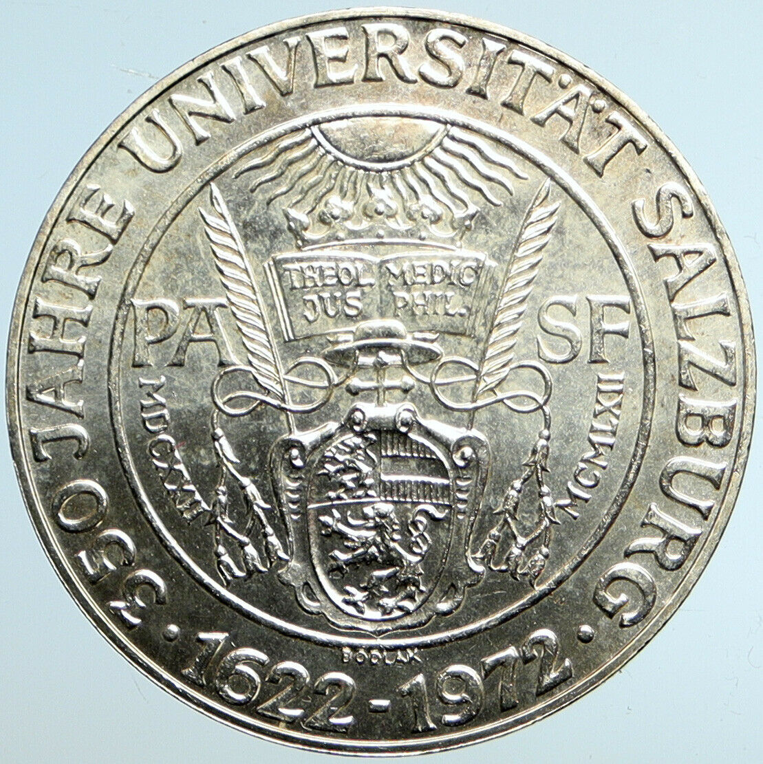 1972 AUSTRIA Seal of Salzburg University VINTAGE Silver 50 Shilling Coin i101495