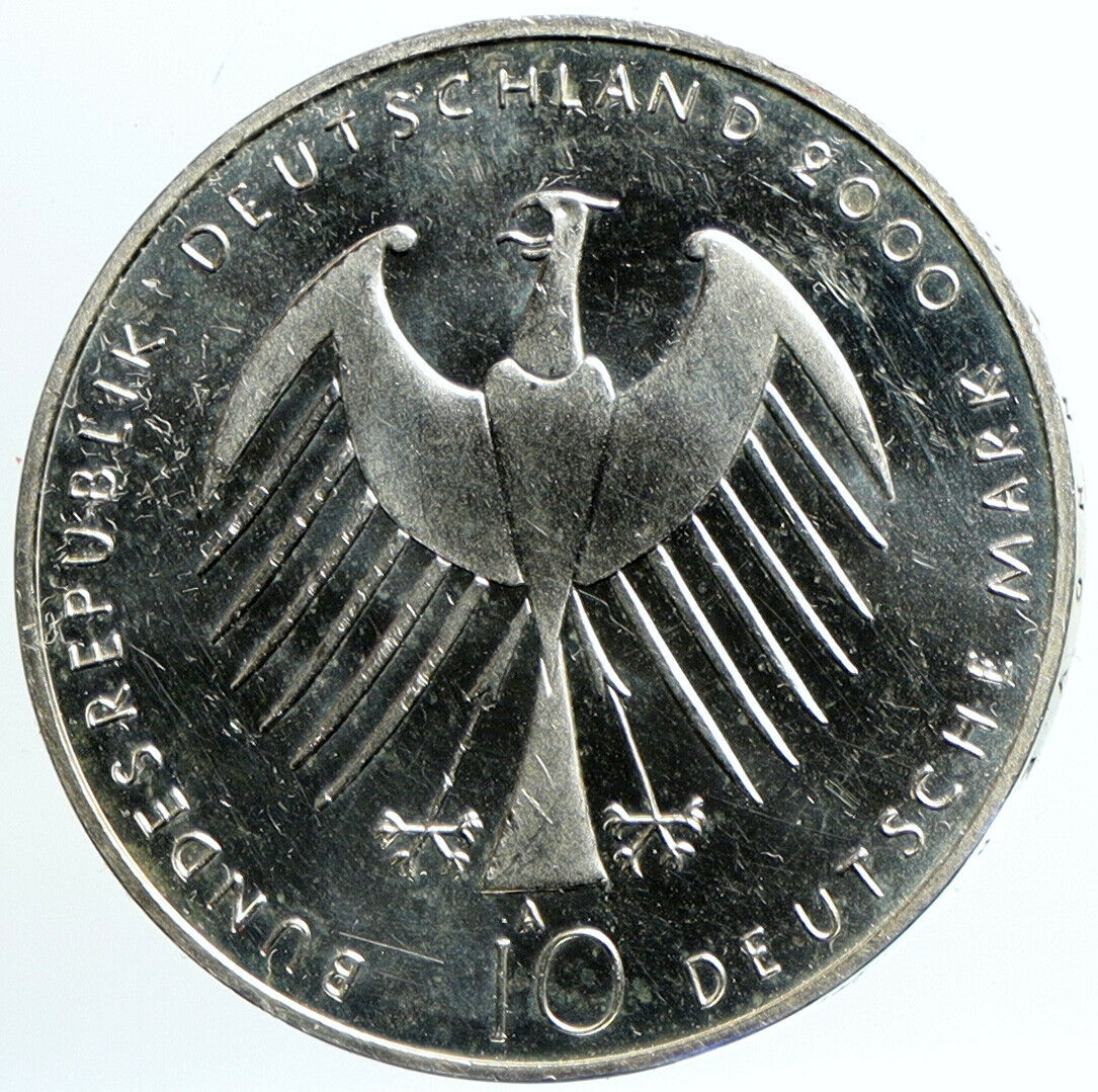 2000 GERMANY Exposition FAIR Balance SCALE Proof Silver 10 Mark Coin i101472