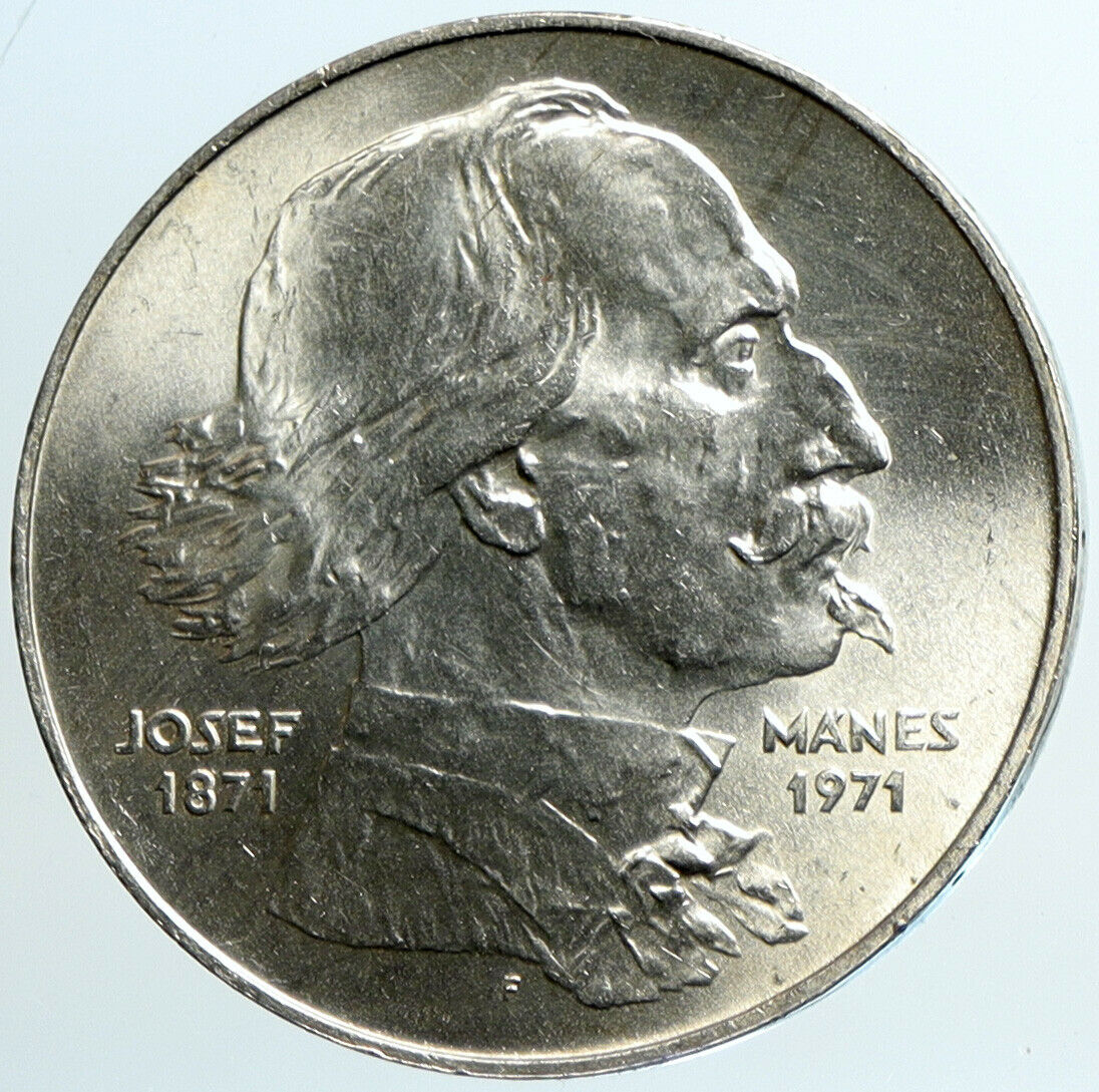 1971 CZECH REPUBLIC Czechoslovakia ARTIST Josef Manes OLD 100 Korun Coin i101474