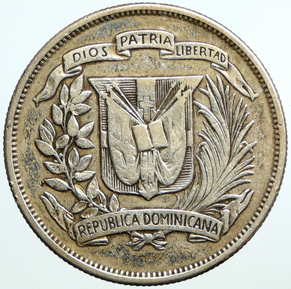 1947 DOMINICAN REPUBLIC Silver Liberty Silver MEDIO 1/2 Half Peso Coin i101376