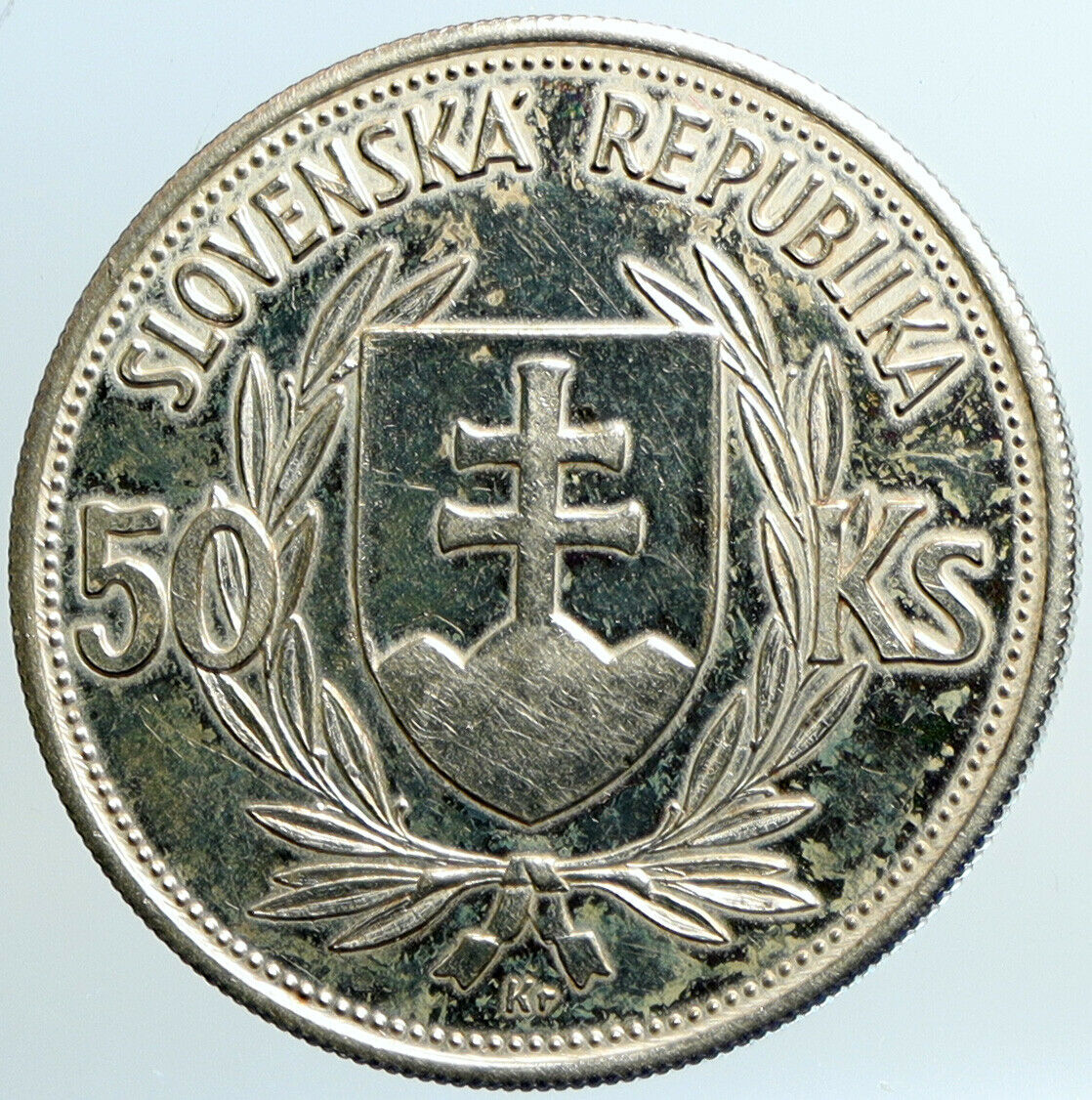 1944 SLOVAKIA REPUBLIC Jozef Tiso VINTAGE Silver 50 Korun Slovakian Coin i101478