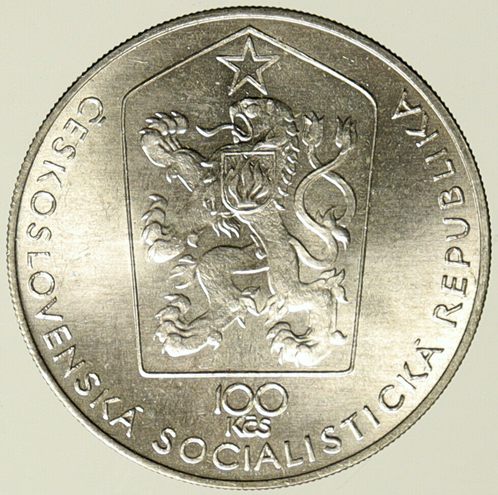 1980 CZECH REPUBLIC Czechoslovakia BOHUMIR SMERAL Silver 100 Korun Coin i101416