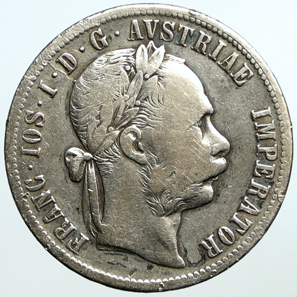 1879 AUSTRIA King FRANZ JOSEPH I Vintage Antique OLD Silver Florin Coin i101374