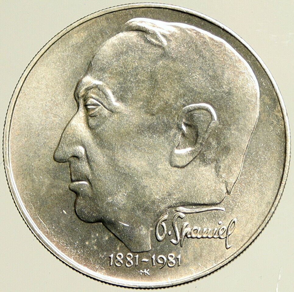 1981 CZECH REPUBLIC Czechoslovakia Otakar Španiel Silver 100 Korun Coin i101426