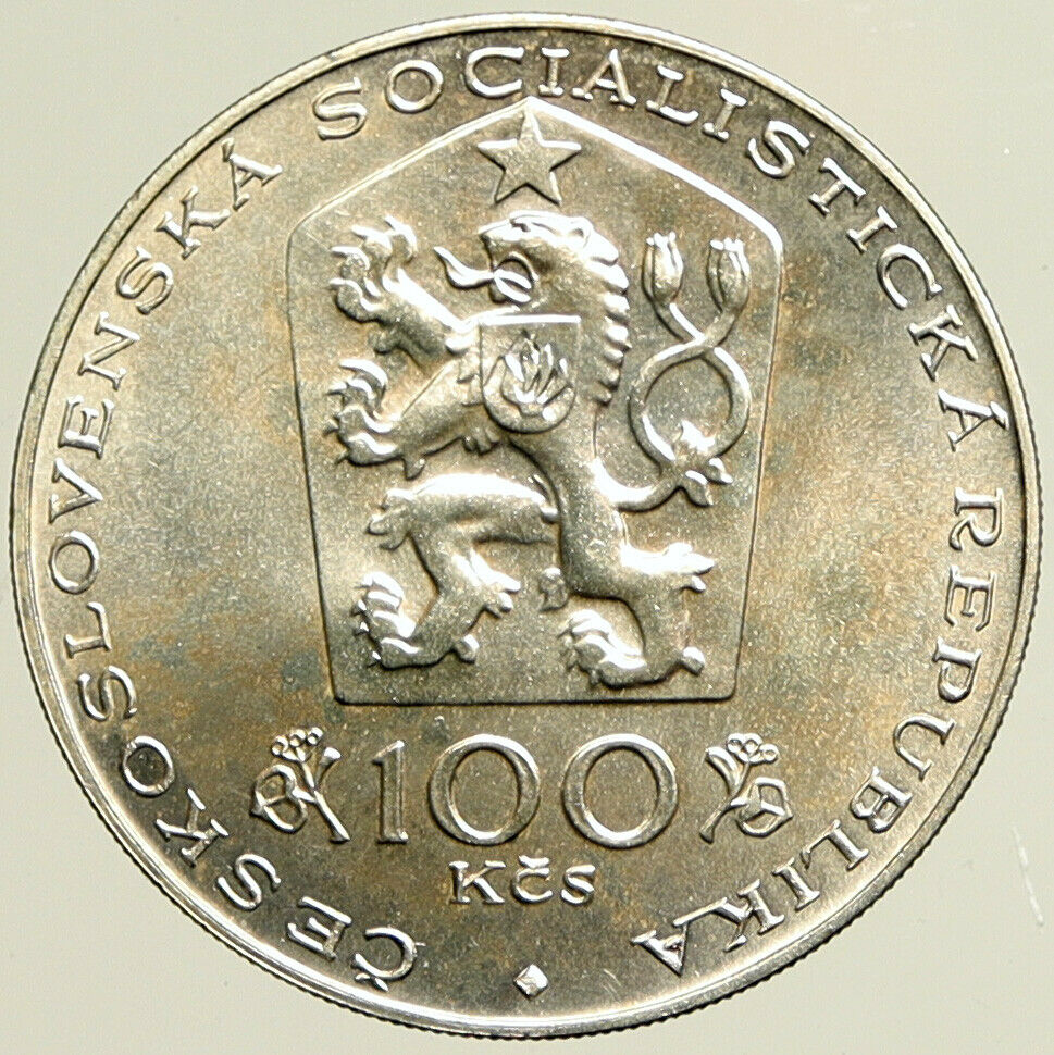 1981 CZECH REPUBLIC Czechoslovakia Otakar Španiel Silver 100 Korun Coin i101426