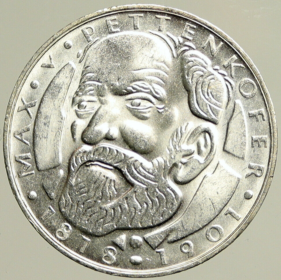 1968 D GERMANY Chemist Hygienist Max Pettenkofer OLD Vintage 5 Mark Coin i101420