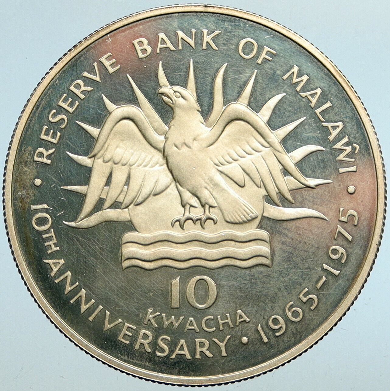 1975 MALAWI President Ngwazi Kamuzu Banda Proof Silver 10 Kwacha Coin i101348