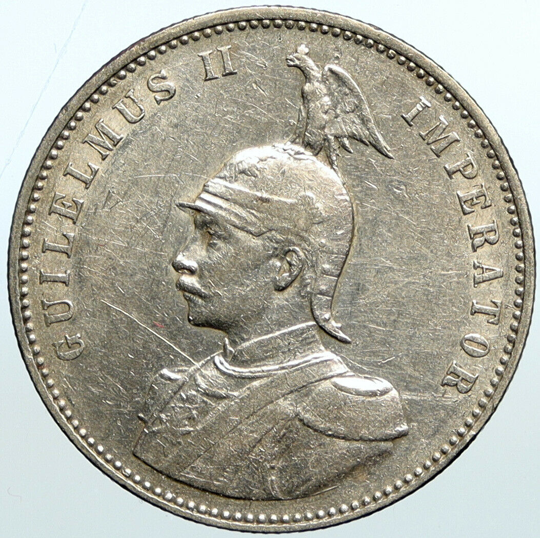 1905 J GERMAN EAST AFRICA King WILHELM II Antique Crown OLD Rupie Coin i101095