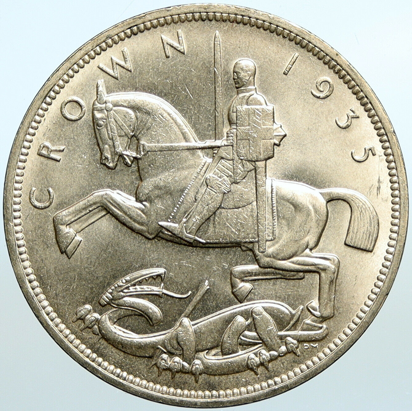 1935 Great Britain UK King GEORGE V on Horseback OLD Silver Crown Coin i101096