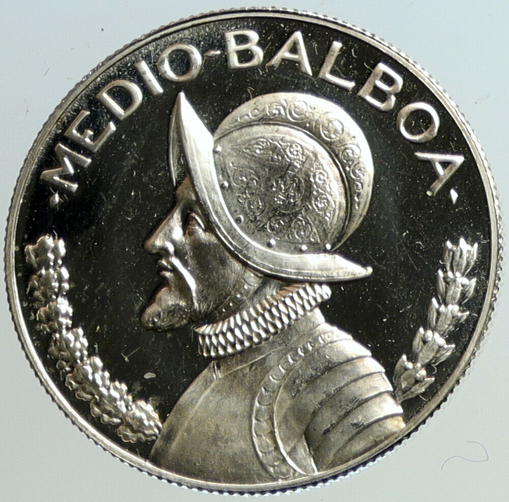 1968 PANAMA Spanish Conquistador Hero VINTAGE PRF Silver 1/2 BALBOA Coin i101151