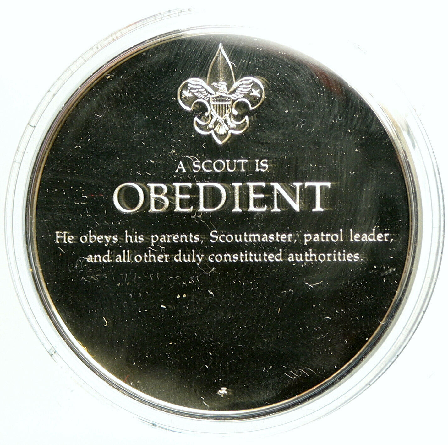 1972 UNITED STATES US Boy Scouts of America OBEDIENT Proof Silver Medal i101137