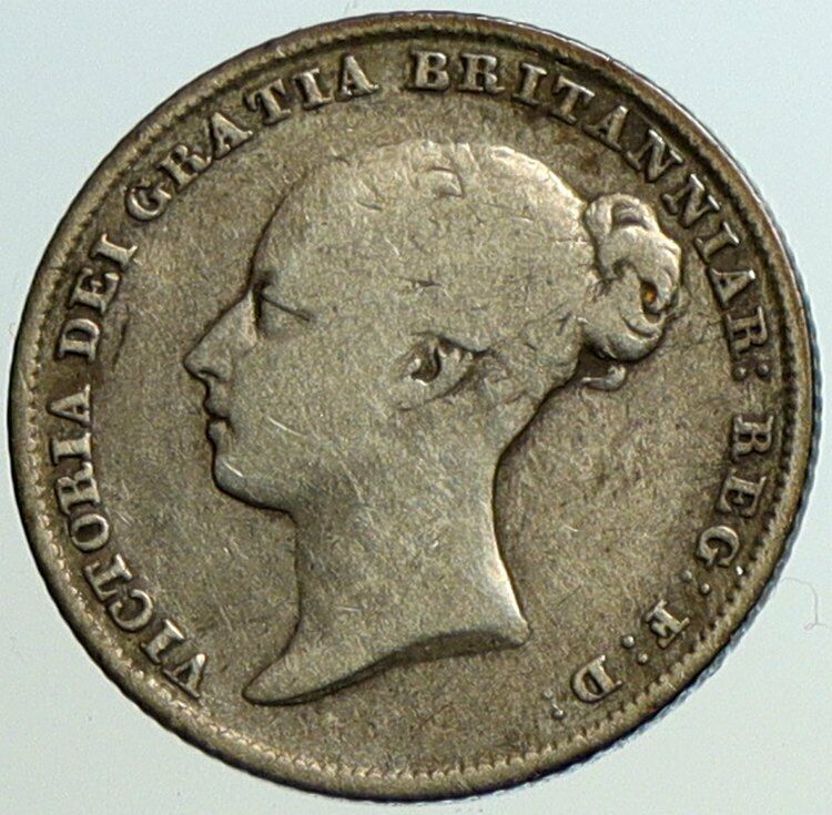 1846 UK Great Britain United Kingdom QUEEN VICTORIA Sixpence Silver Coin i101159