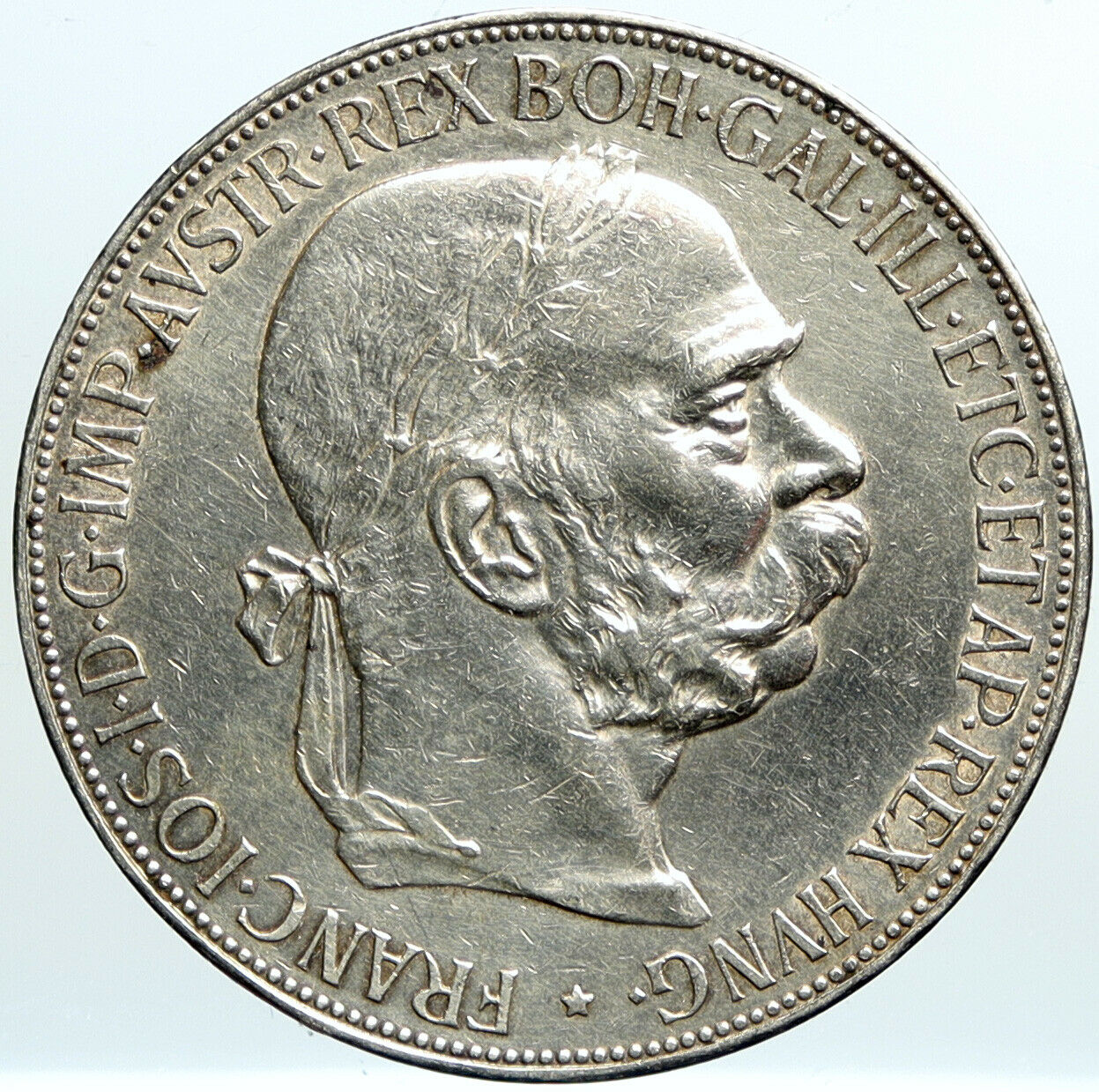 1900 AUSTRIA KING FRANZ JOSEPH I Eagle OLD ANTIQUE Silver 5 Corona Coin i101111