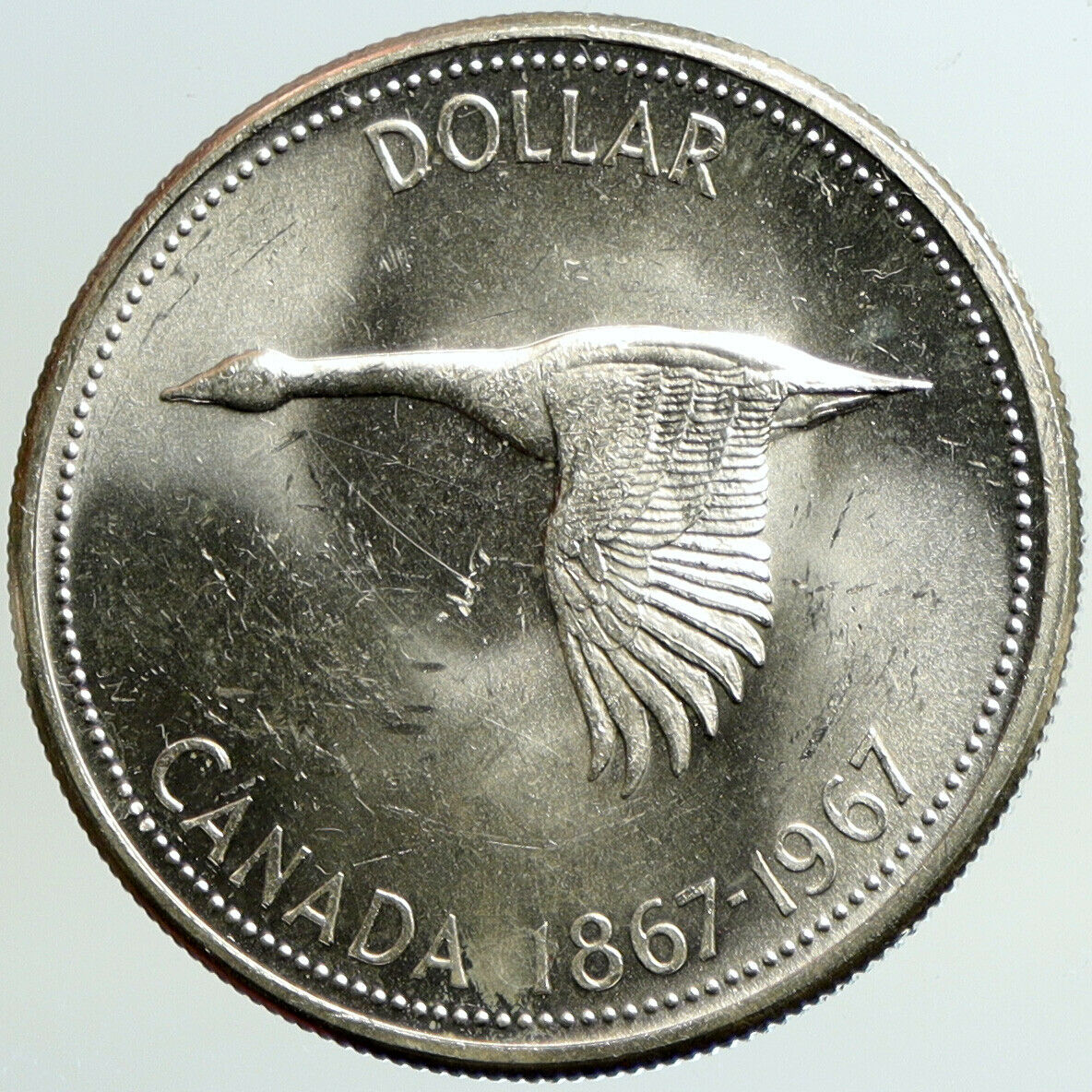 1967 CANADA CANADIAN Confederation Founding Goose Silver Dollar Coin i101203