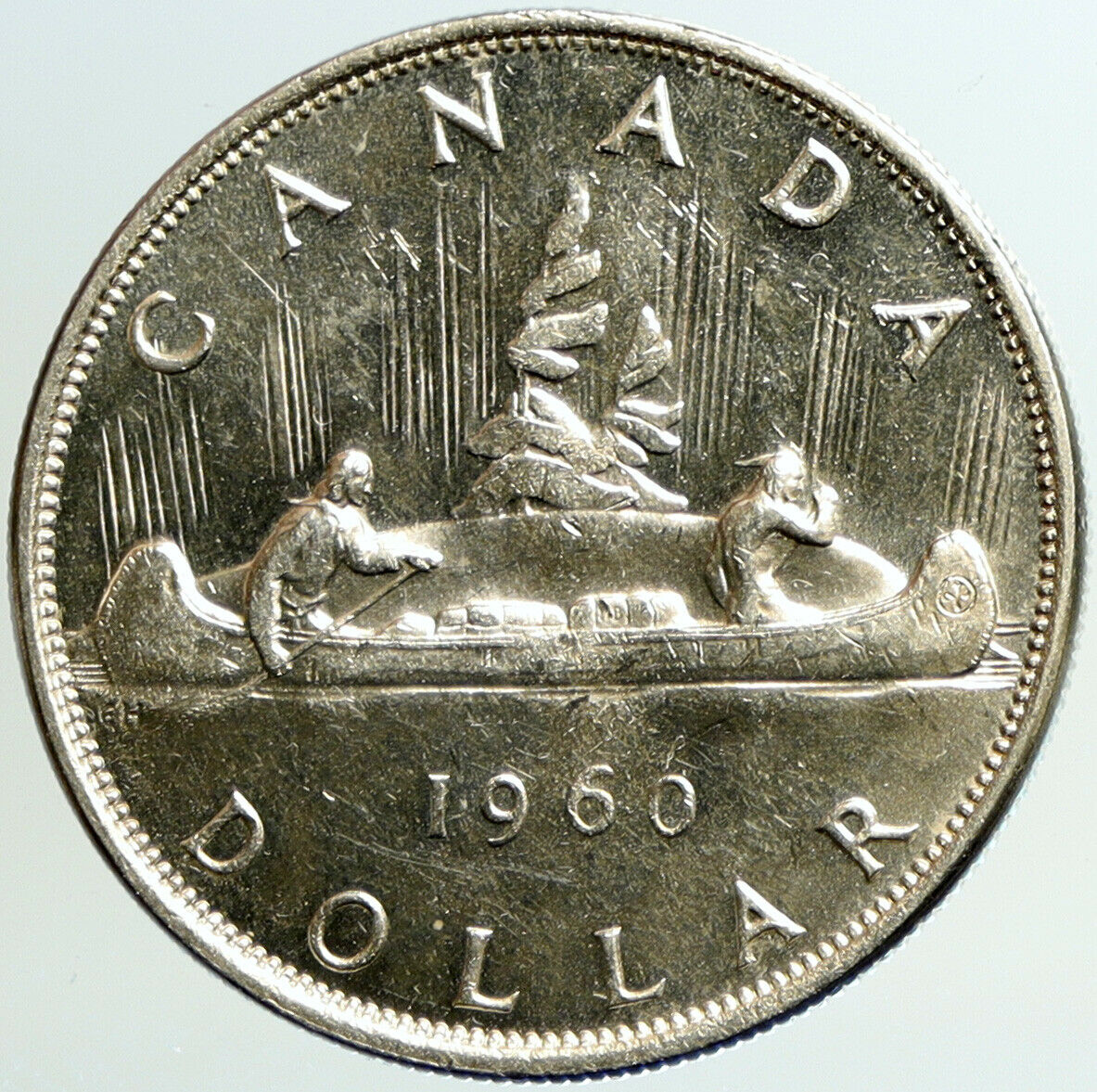 1960 CANADA w UK Queen Elizabeth II Voyagers Genuine Silver Dollar Coin i101202