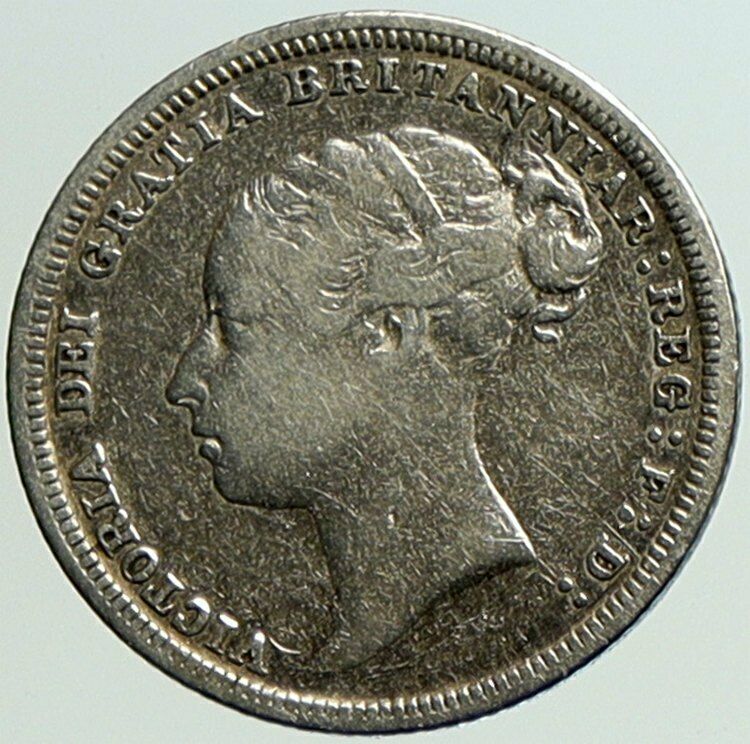 1880 UK Great Britain United Kingdom QUEEN VICTORIA Sixpence Silver Coin i101198
