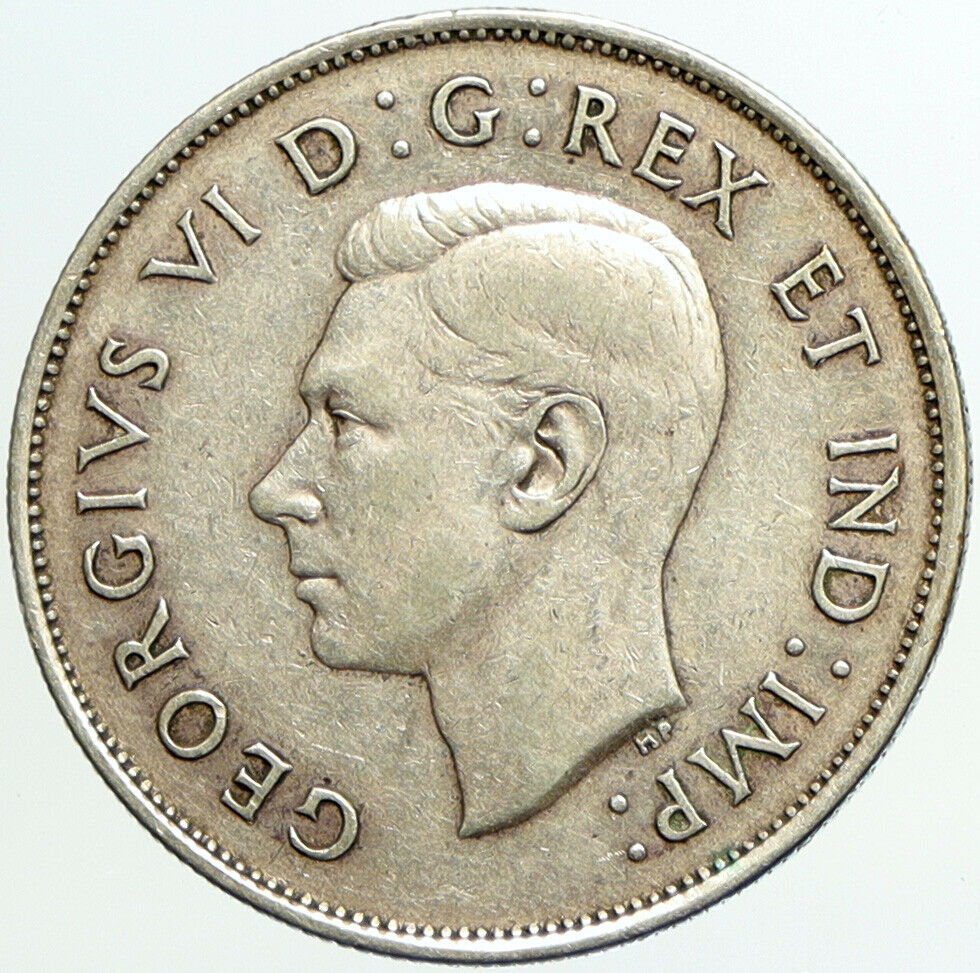 1940 CANADA UK King GEORGE VI Coat-of-Arms Large SILVER 50 Cents Coin i101190