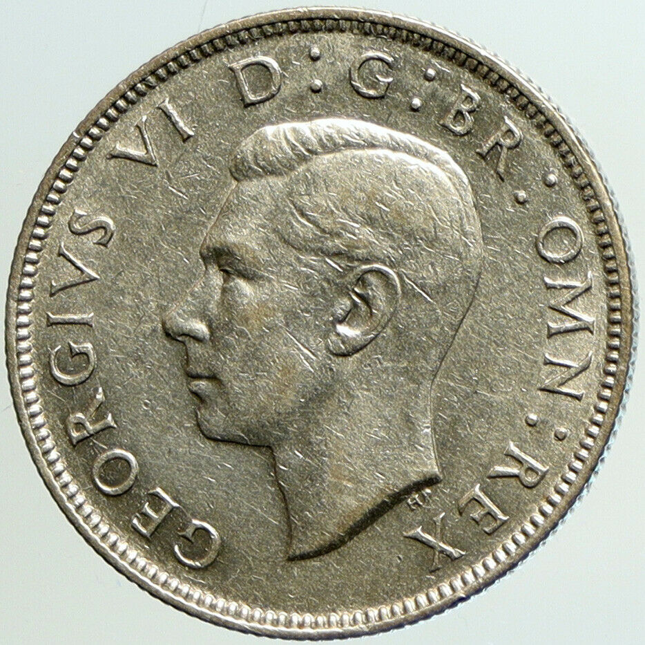 1943 Great Britain UK United Kingdom King George VI SILVER FLORIN Coin i101209