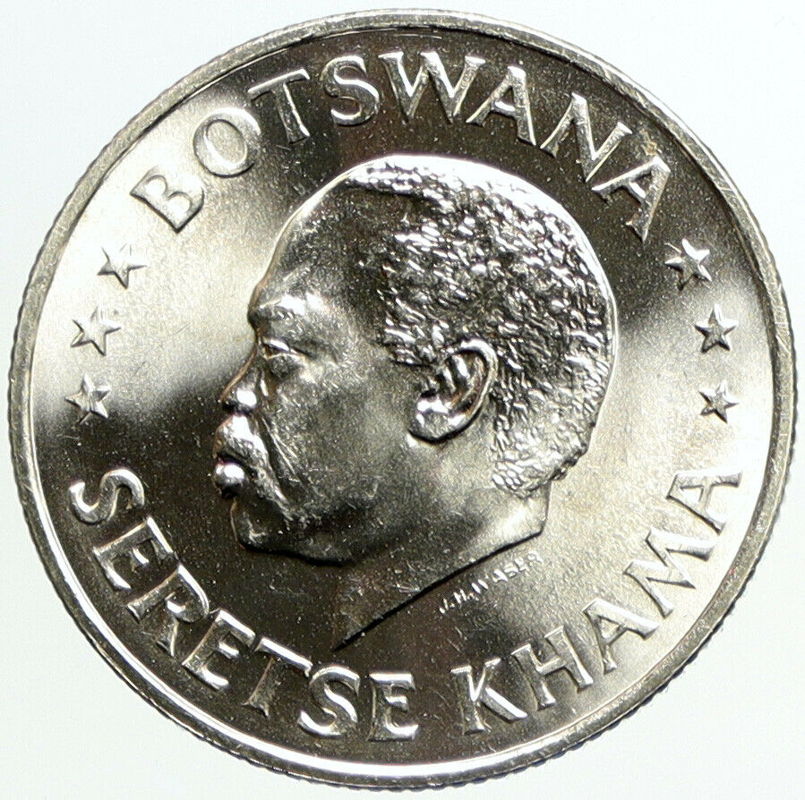 1966 BOTSWANA President Sir SERETSE VINTAGE Antique Silver 50 Cent Coin i101191