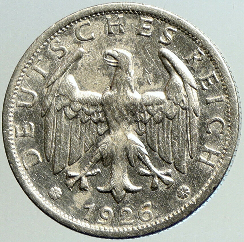 1926 D GERMANY Weimar Republic EAGLE Antique Silver 2 Mark German Coin i101199