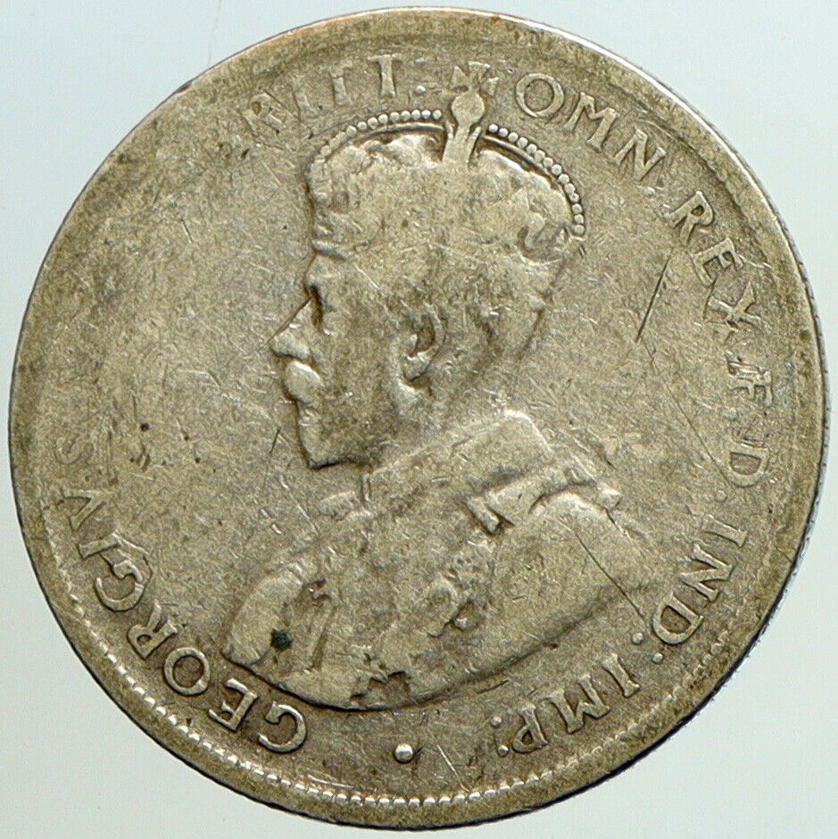 1925 AUSTRALIA - UK King George V Kangaroo Silver Florin Australian Coin i101201