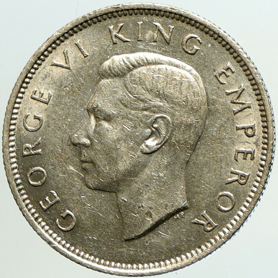 1941 NEW ZEALAND under UK King George VI Silver Florin Coin w KIWI BIRD i101208