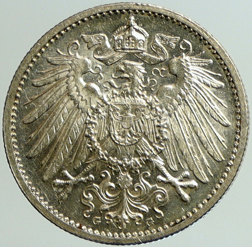 1914G WILHELM II of GERMANY Mark Antique German Empire Silver Coin Eagle i101207