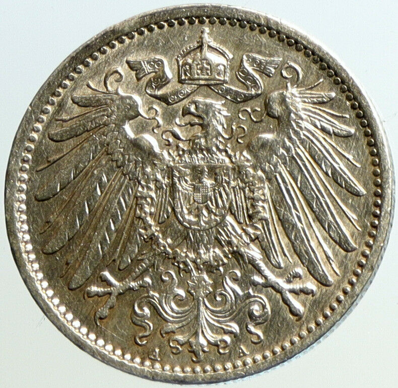 1905 A GERMANY WILHELM II Antique German Empire Silver Mark Coin Eagle i101163