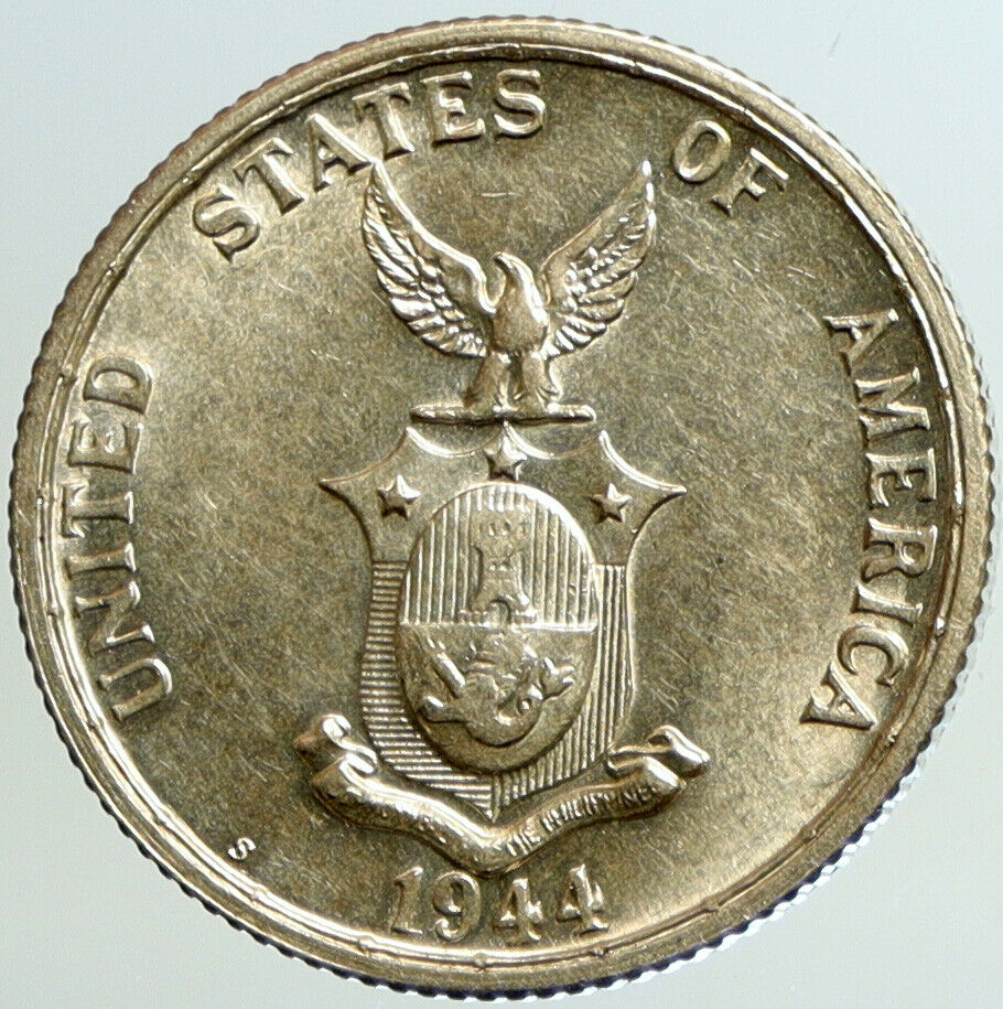 1944 S PHILIPPINES Under US Administration Eagle Silver 50 Centavos Coin i101224