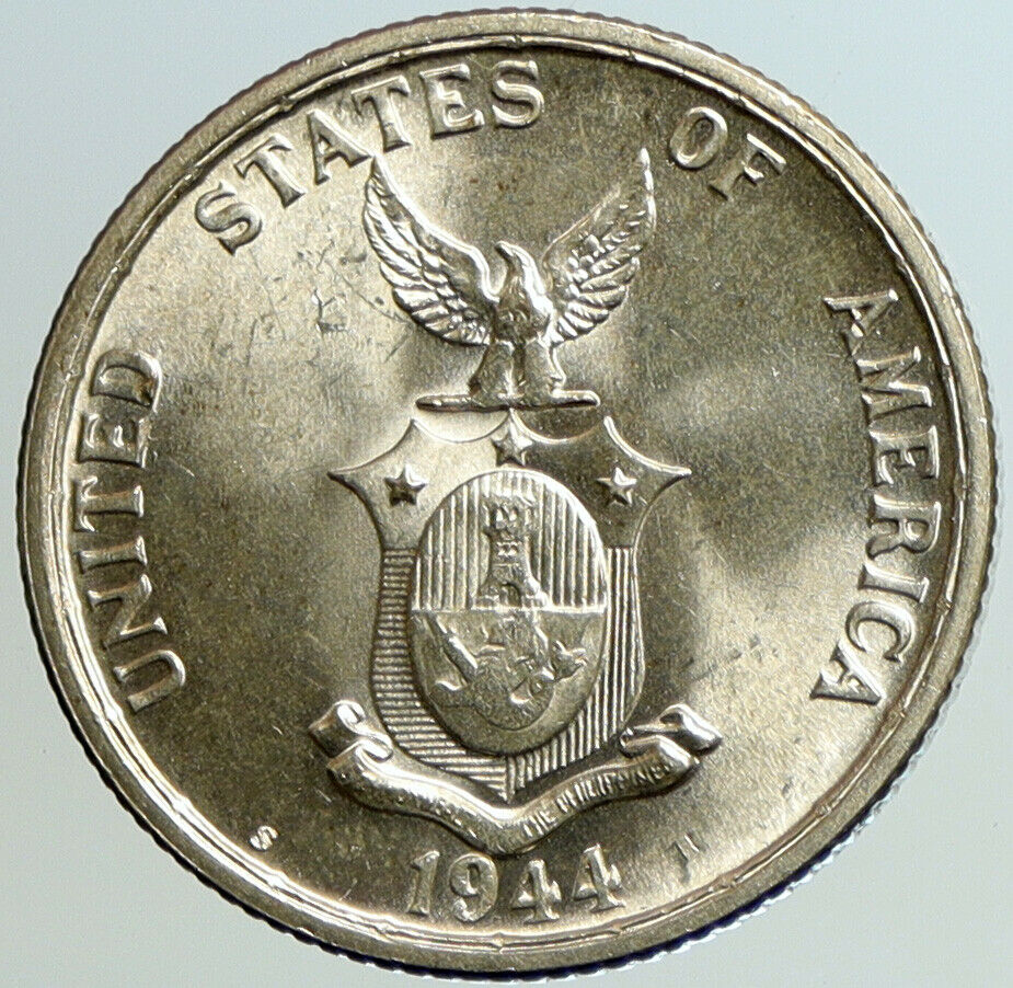 1944 S PHILIPPINES Under US Administration Eagle Silver 50 Centavos Coin i101222