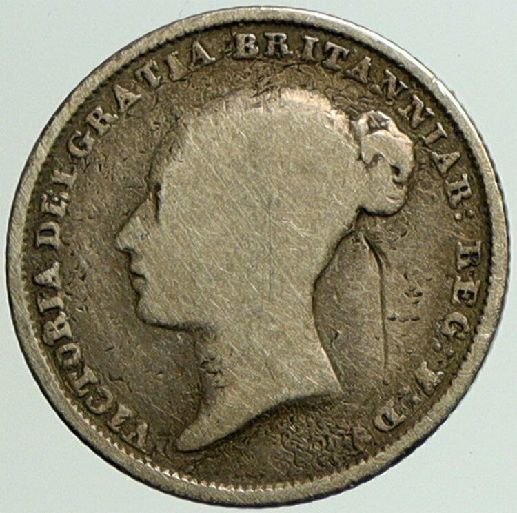 1841 UK Great Britain United Kingdom QUEEN VICTORIA Sixpence Silver Coin i101216