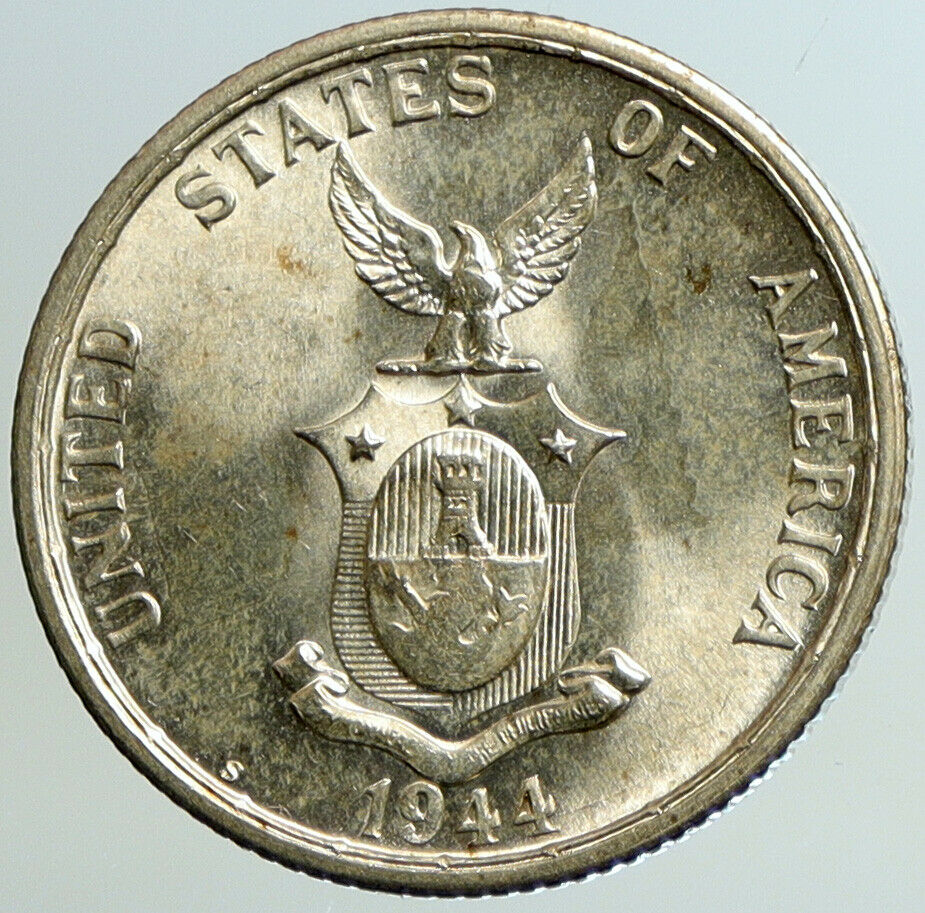 1944 S PHILIPPINES Under US Administration Eagle Silver 50 Centavos Coin i101223