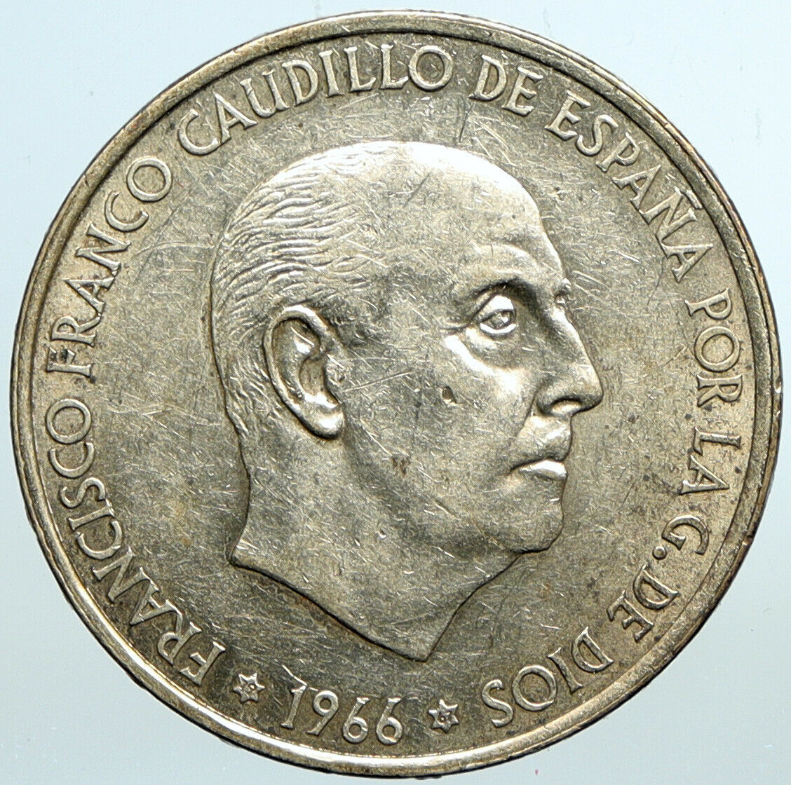 1966 SPAIN Large Franco Caudillo VINTAGE Silver 100 Pesetas Spanish Coin i101560