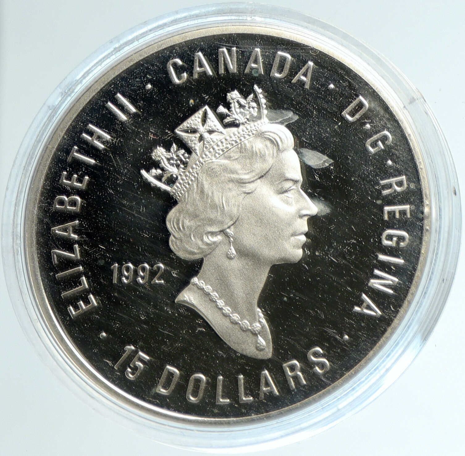 1992 CANADA UK Queen VICTORIA 100Yr OLYMPICS Proof Silver 15 Dollar Coin i103094