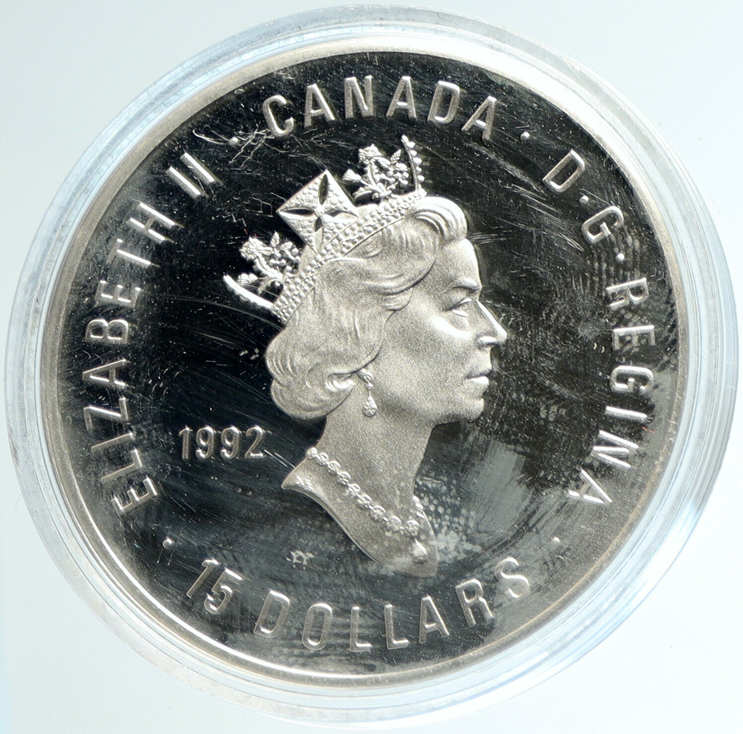 1992 CANADA UK Queen VICTORIA 100Yr OLYMPICS Proof Silver 15 Dollar Coin i103092